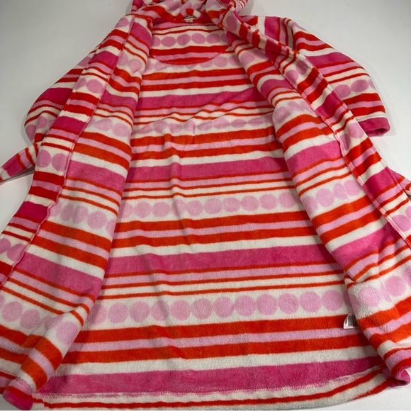 Tucker+Tate Girls Plush Hooded Comfy Long Pink Art Deco Tie Waist Robe Size M - Picture 6 of 8